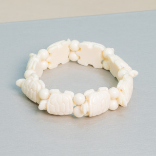 Brazalete De Piedras Preciosas Tortuga Pequeña 19x25mm Resina Blanca