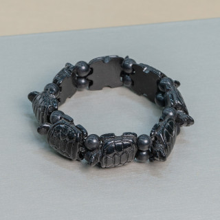 Bracelet Pierres Précieuses Petite Tortue 19x25mm Résine Noire
