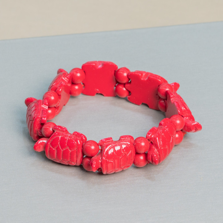 Edelsteinarmband kleine Schildkröte 19x25mm rotes Harz