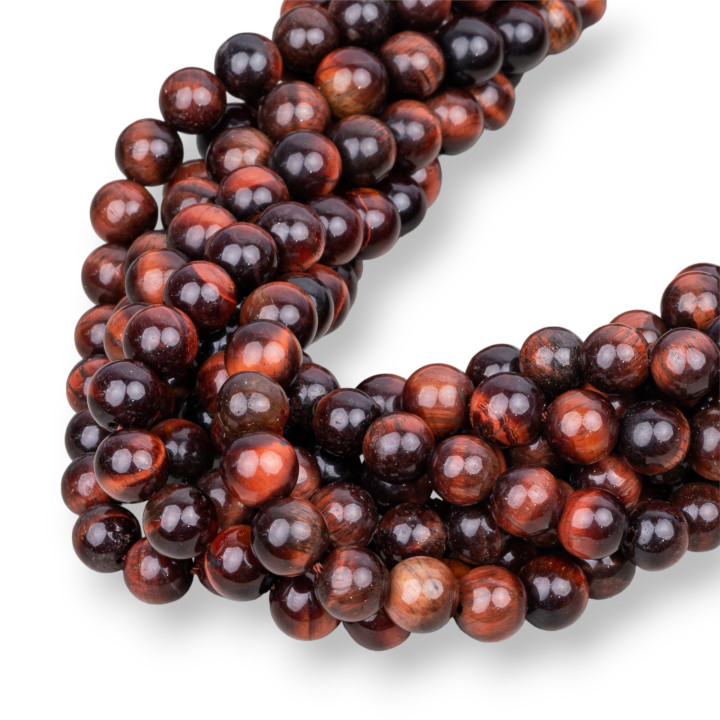 Occhio di Tigre Rosso Naturale Tondo Liscio  6mm