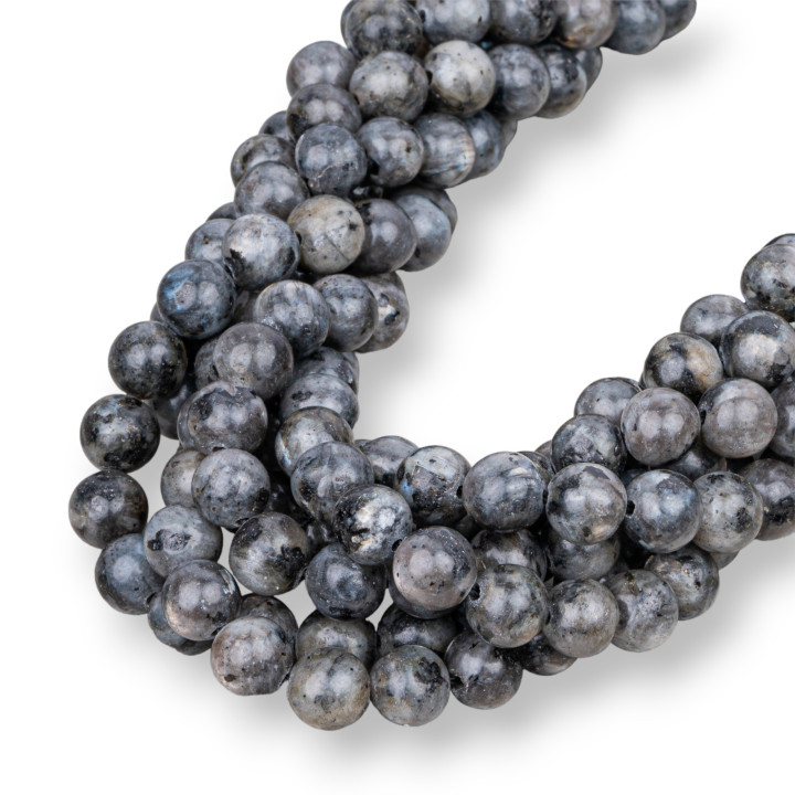 Schwarzer Labradorit runder glatter Larchit 08mm