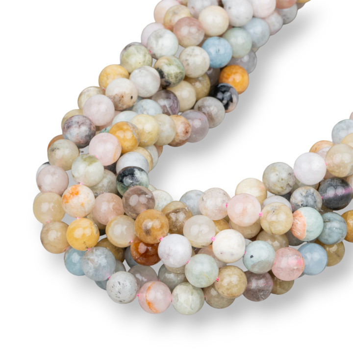 Aguamarina Berilo Morganita Multicolor Áspero Redondo Liso 8mm Amarillo