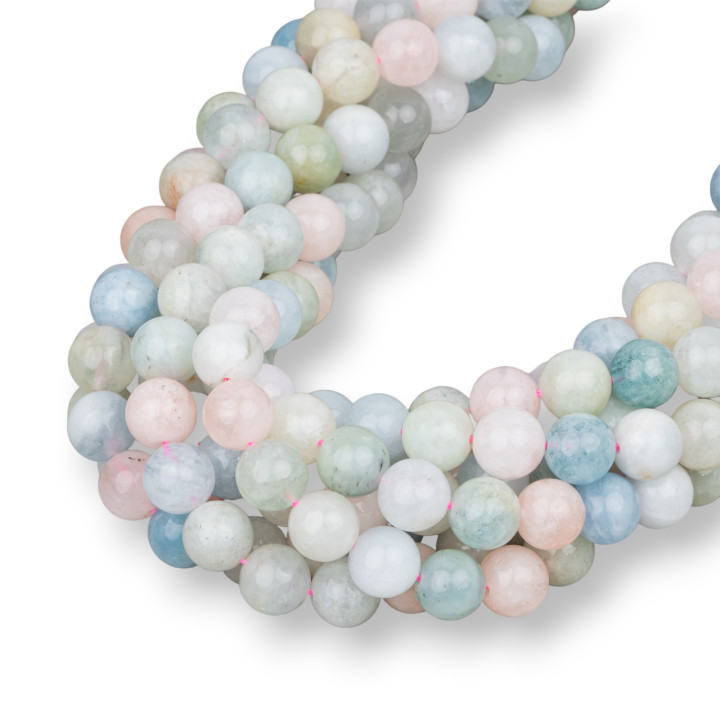 Acquamarina Berilli Morganite Multicolor Tondo Liscio  6mm Chiaro