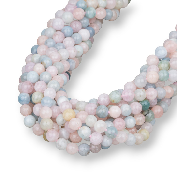 Aquamarine Beryl Morganite Multicolor Round Smooth 08mm Light Pink