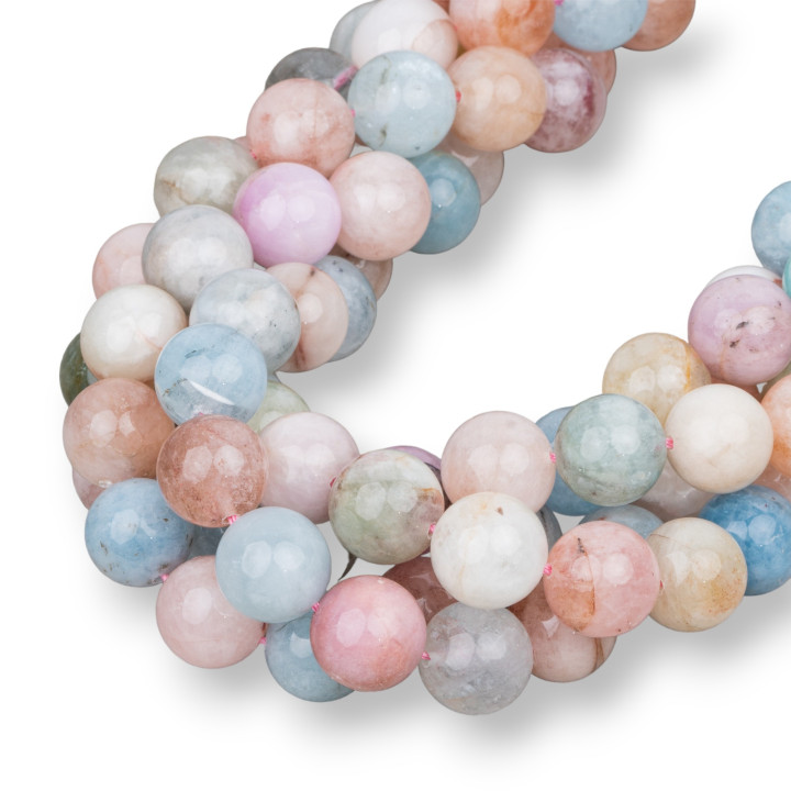 Aguamarina Berilo Morganita Multicolor Liso Redondo 10mm