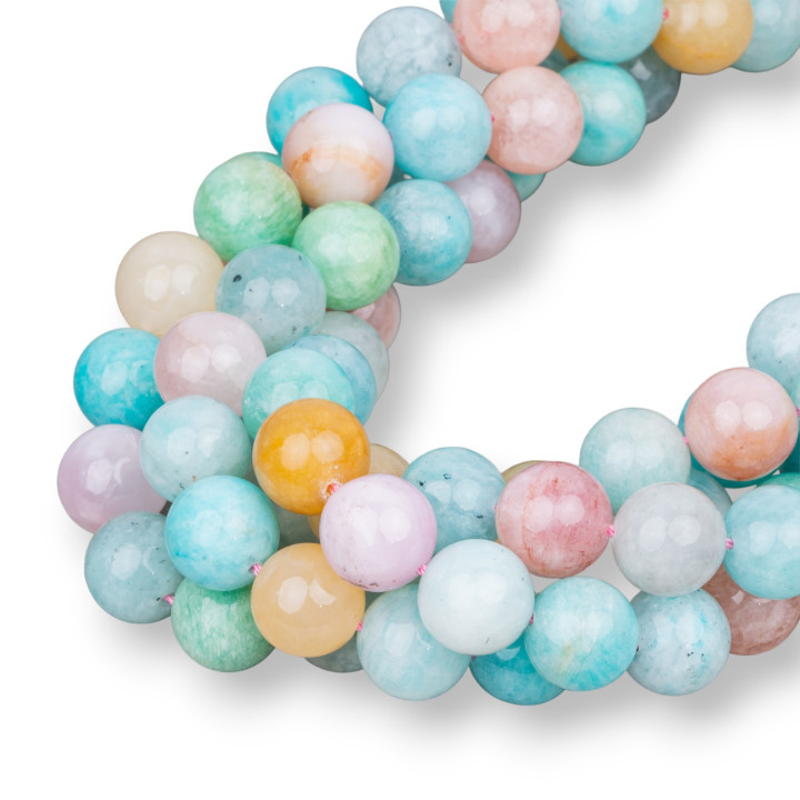 Aquamarin Multicolor glatt rund 10 mm mit Amazonit