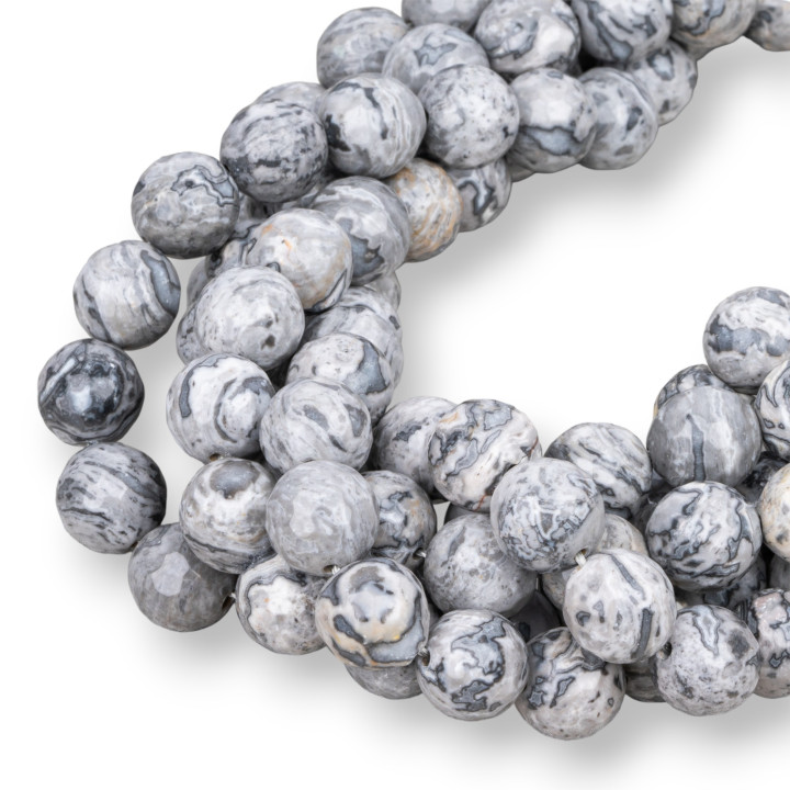 Agata Fossile Perlina Tonda Sfaccettata 10mm