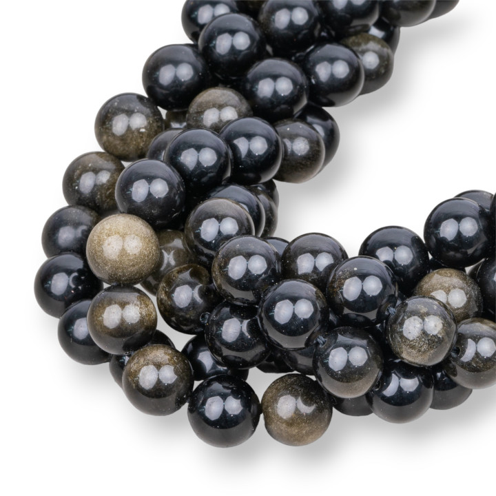 Obsidiana Dorada Redondo Liso 12mm