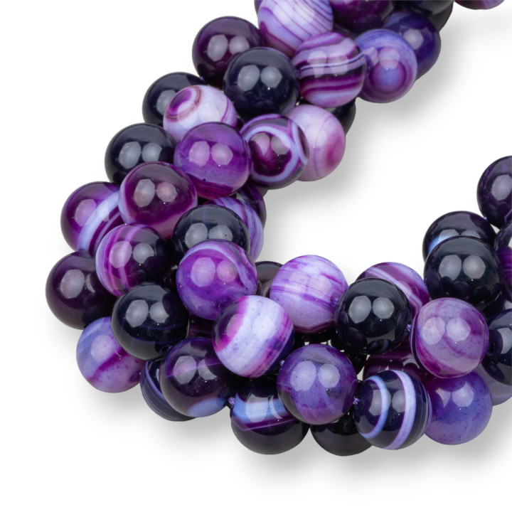 Purple Agate Striated Round Smooth 18mm Intense