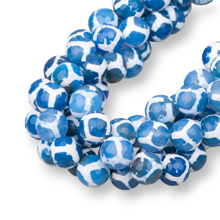 Ágata Tibetana Facetada Rombo Azul 12mm