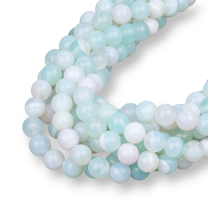 Light Blue Striped Agate Round Smooth 08mm Clear