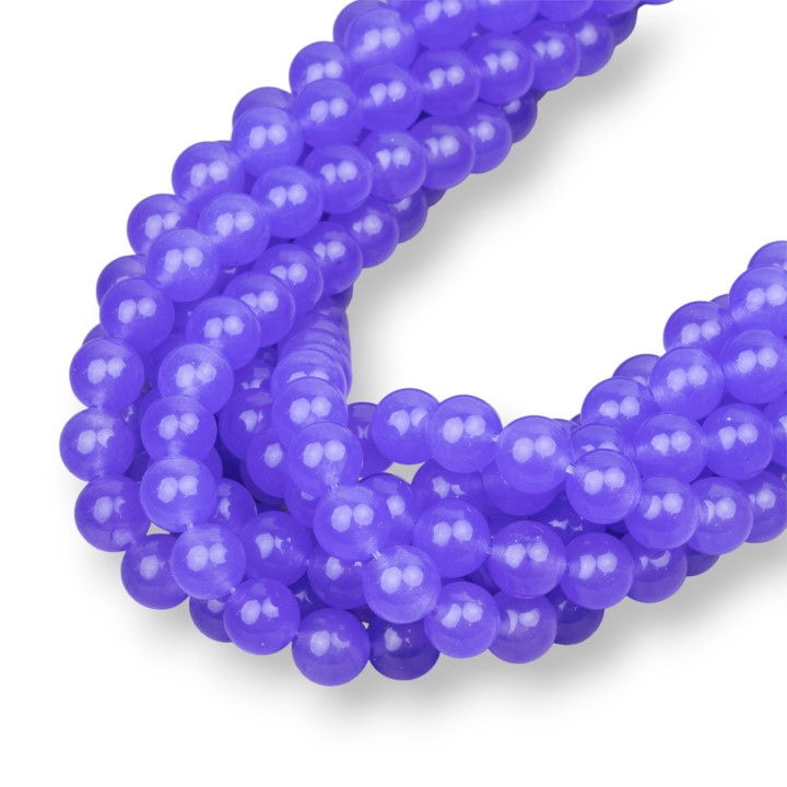 Icy Jade Violet Rond Lisse 8mm