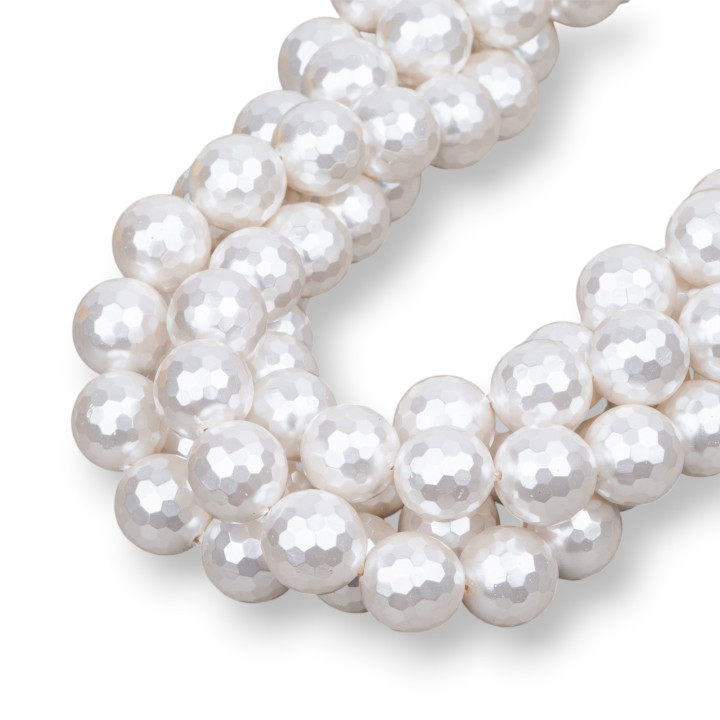 Perles Blanches de Majorque Facettes 12mm