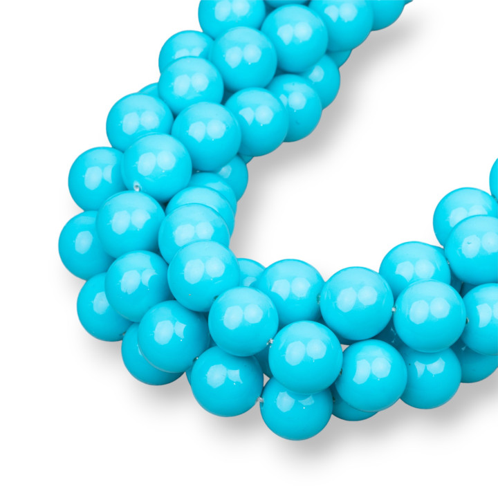 Perles de Majorque Turquoise Lisse Rondes 16mm