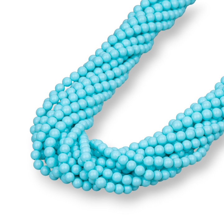 Perles de Majorque Turquoise Ronde Lisse 04mm