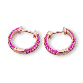 Geschlossene Ohrstecker aus 925er Sterlingsilber mit Stirnband aus Mikropavé-Zirkonen, 16 mm, 2 Paar, Roségold, Rot