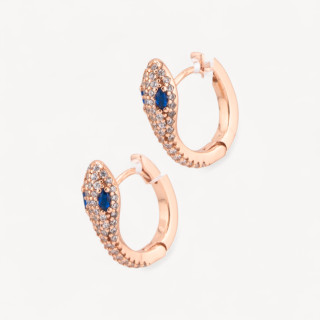 Boucles d'oreilles clous fermées en argent sterling 925 avec serre-tête serpent en zircons micropave 13x17 mm 1 paire d'yeux ble