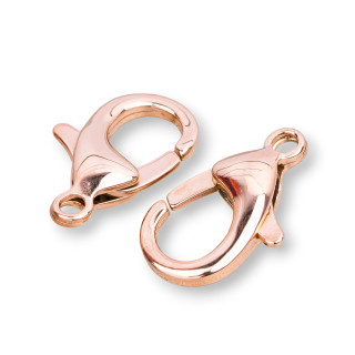 Fermeture à mousqueton en acier 316 avec anneau en or rose 25 mm 14pz