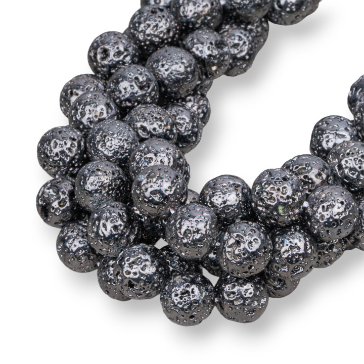 Ruthenium Plated Lava Stone 10mm
