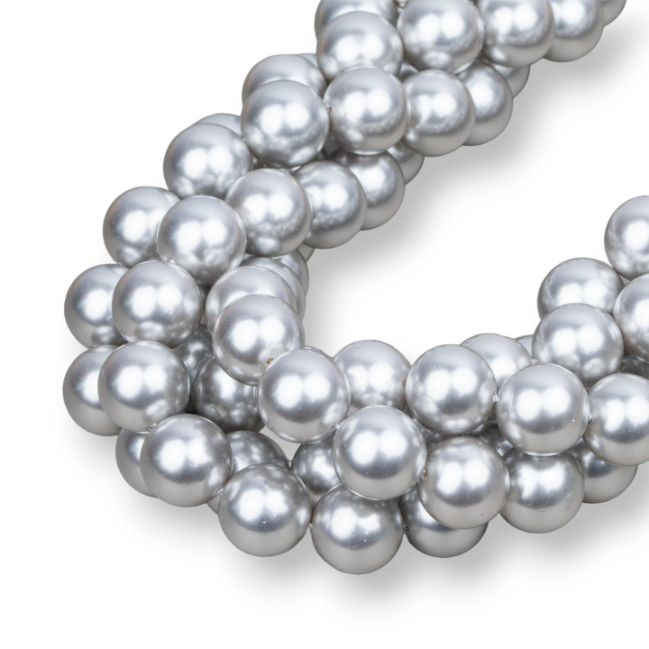 Mallorca Pearls Plata Gris Redondo Liso 14mm