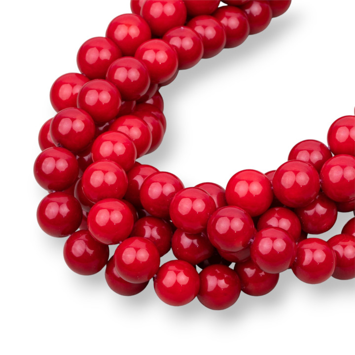 Bamboo Coral Red Round Smooth 10mm Dark