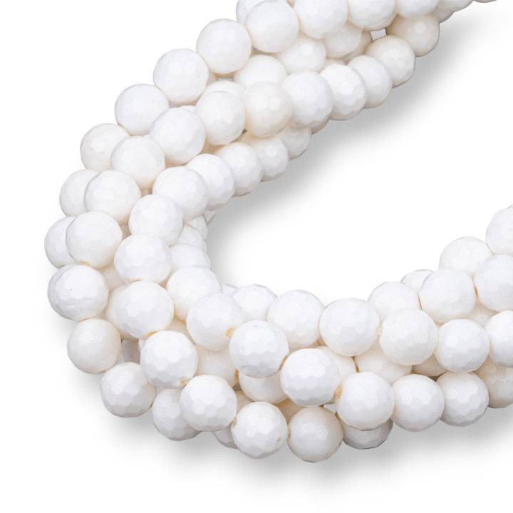 Faceted White Shell 08mm