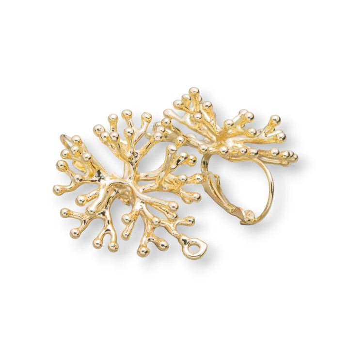 Bronze Earring Bases with Closed Earrings Fantasy Coral Sprigs 27x30mm 5 Pairs Golden