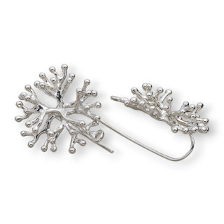 Bronze Earring Bases with Coral Sprigs Pattern 27x30mm 5 Pairs Rhodium Plated