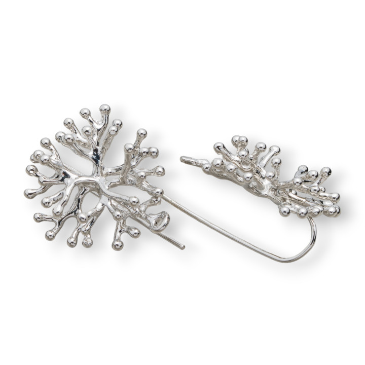 Base Per Orecchini Di Bronzo A Monachella Fantasia Rametti Corallo 27x30mm 5 Paia Rodiato