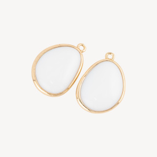 Componente Colgante De Bronce Con Ojo De Gato Mango 18x25mm Con 1 Anillo 8pcs Ágata Blanca