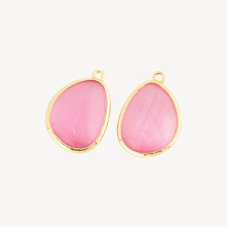 Bronze-Anhänger-Komponente mit Katzenaugen-Set Mango 18 x 25 mm mit 1 Ring 8 Stk. Rosa