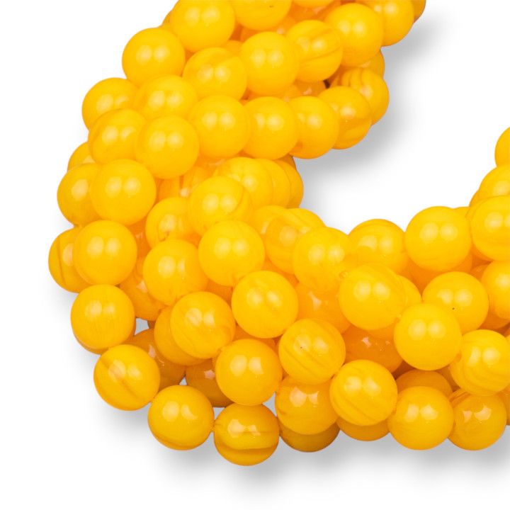 Resin Imitation of Yellow Amber Smooth Round 10mm