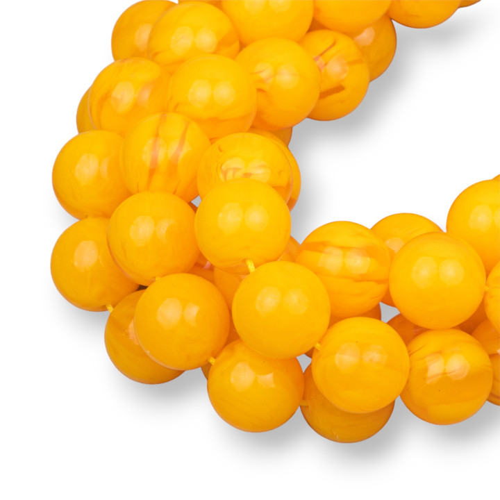 Resin Imitation of Yellow Amber Smooth Στρογγυλό 16mm