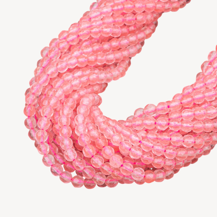 Obsidienne Rouge Noble (Quartz Cerise) Facette 04mm