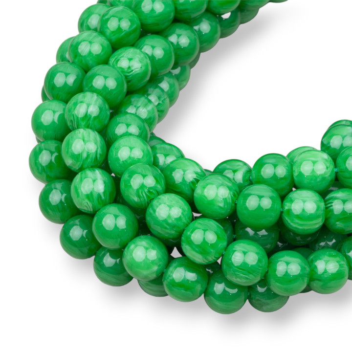 Resin Imitation of Burmese Jade Green Round Smooth 10mm