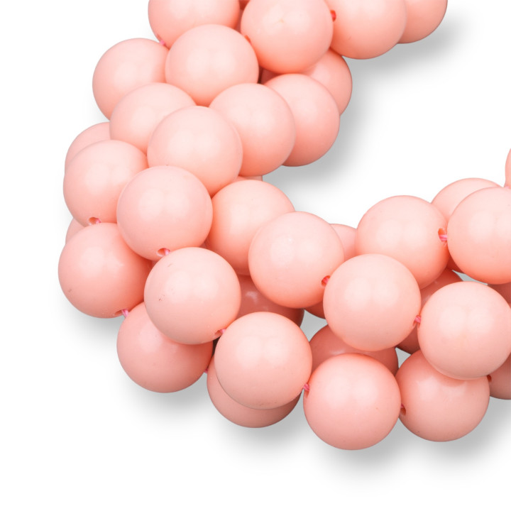 Smooth Round Salmon Pink Coral Paste 16mm