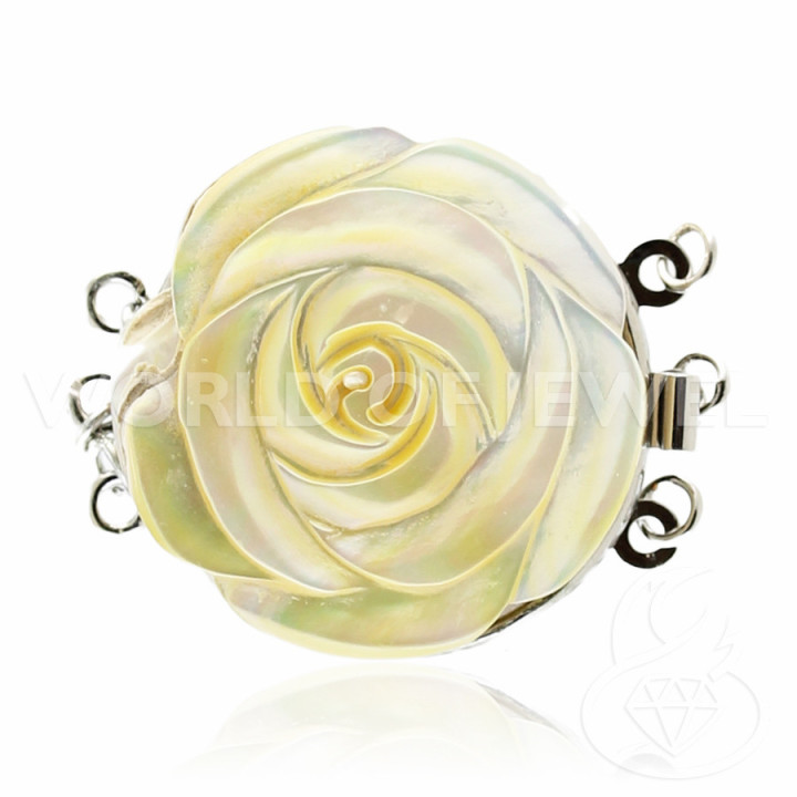 Multistrand Brass Clasp With Mother of Pearl 18mm 8pcs White