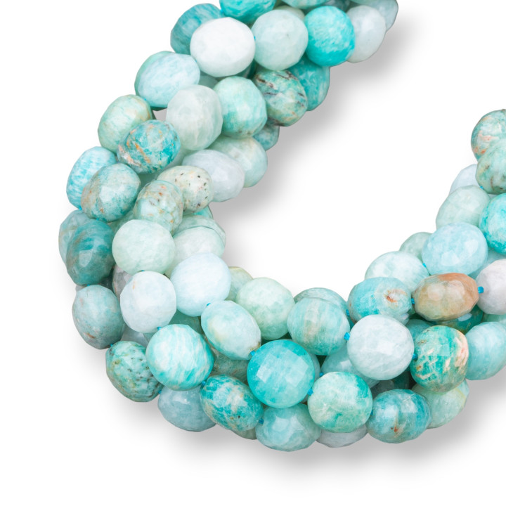 Amazonita Moneda Plana Redonda Facetada Cortada a Máquina 10mm