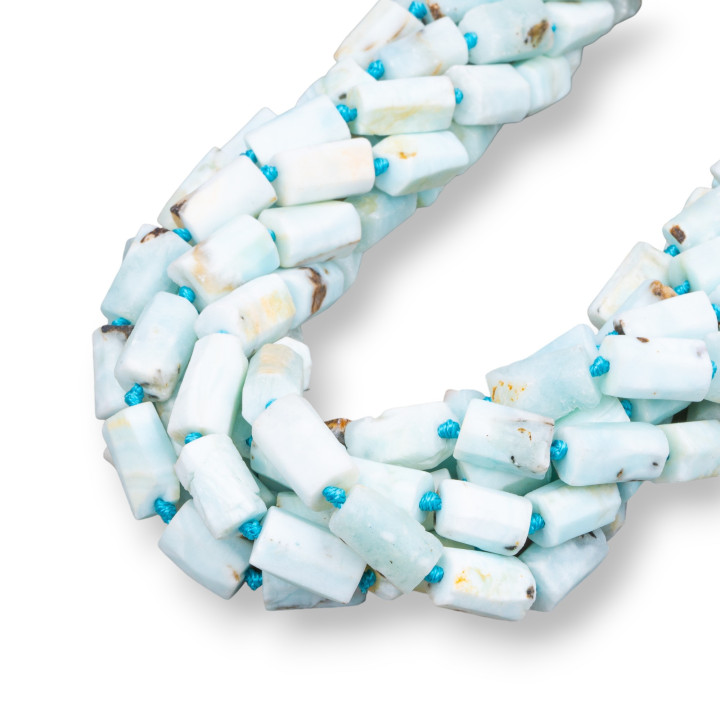 Larimar Satin Matte Raw Irregular Stone Cylindre 6-8x9-12mm