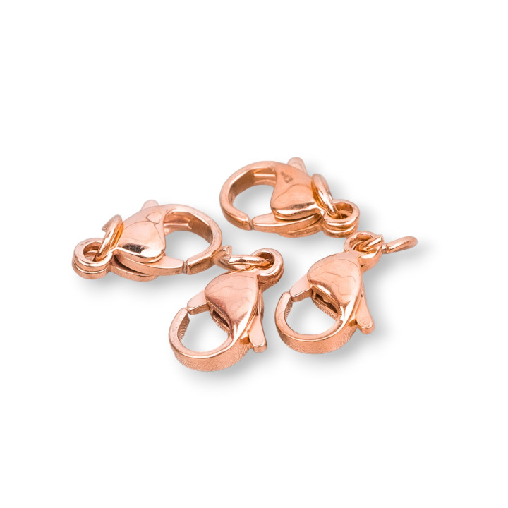 Cierre de mosquetón de acero 316 con anillo de 10 mm 100 piezas de oro rosa