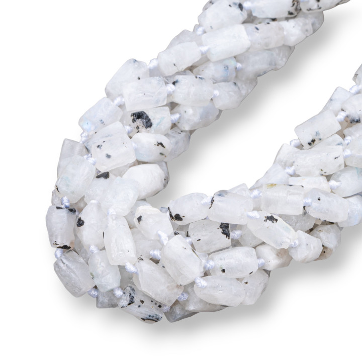 Labradorita Blanco Satén Mate Raw Cilindro Piedra Irregular 6-8x9-12mm