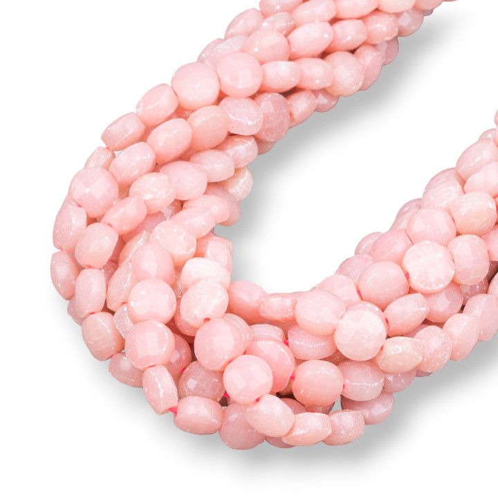 Moneda Plana Redonda Ópalo Rosa Facetada Cortada a Máquina 8mm