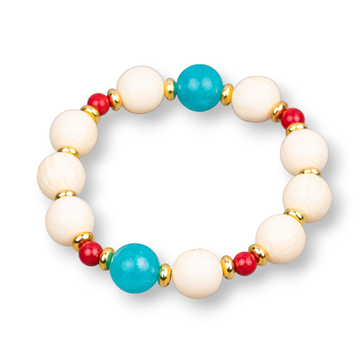 Bracelets Extensibles De Résine Pierres Dures Et Turquoise Jade Laiton