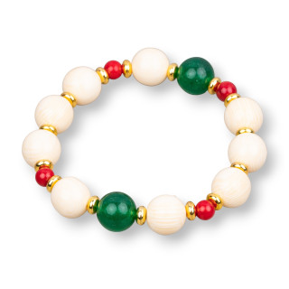 Bracciali Elasticizzato Di Pietre Dure Resina E Ottone Giada Verde Smeraldo