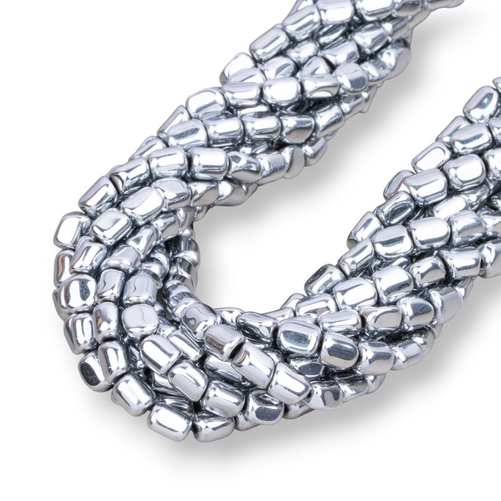 Pierre Roulée Hématite 7x9mm Argent