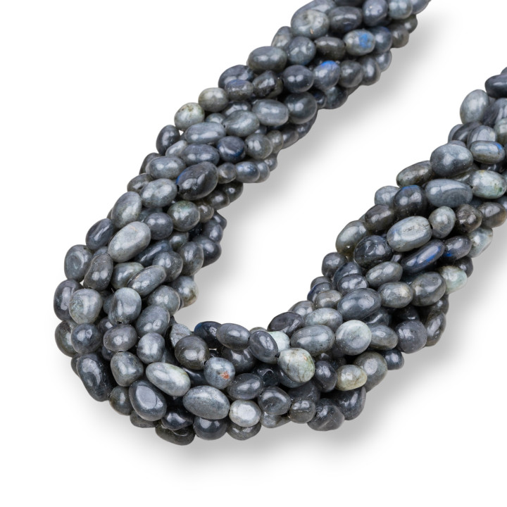 Intensiv grauer Labradorit, getrommelt, 6 x 8 mm