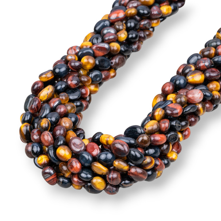 Ojo de Tigre Natural Mix Rock Tumbled 6x8mm