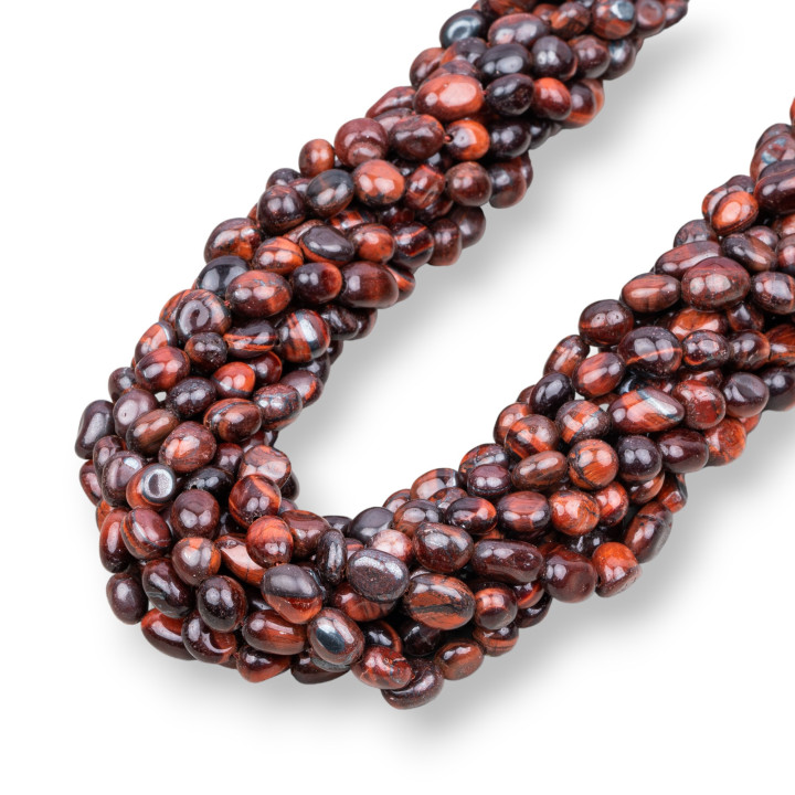 Natürlicher roter Tigerauge-Stein, getrommelt, 6 x 8 mm