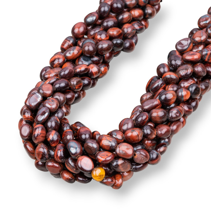 Natürlicher roter Tigerauge-Stein, getrommelt, 8 x 10 mm