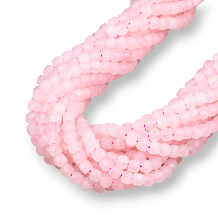 Cuarzo Rosa Cubo Corte Diamante 4,5mm